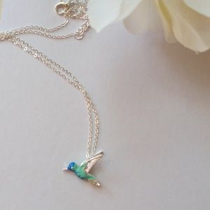 Blue Hummingbird Pendant Necklace